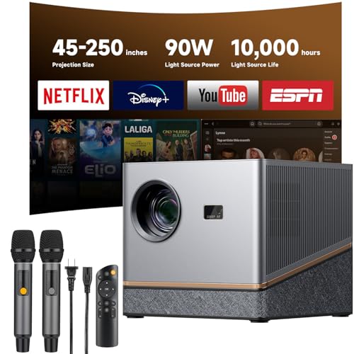Moukey MTV30 All-in-One Karaoke Machine Projector, with Dual 4-inch Woofers, 40W RMS 120W Peak...