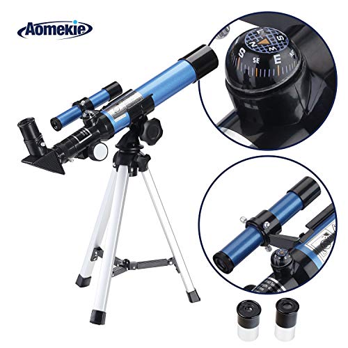 AOMEKIE Kids Telescopes for Beginners Astronomy 40mm/400mm Telescope with Finderscope Tripod and Compass