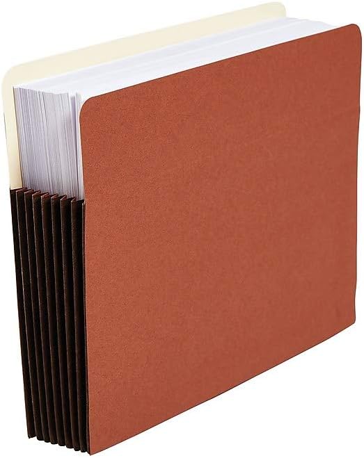 Staples Expanding File Pocket with Tyvek‑Reinforced Gussets, Letter Size, 7‑Inch Expansion, Straight‑Cut Tab, Brown – 5/Pack