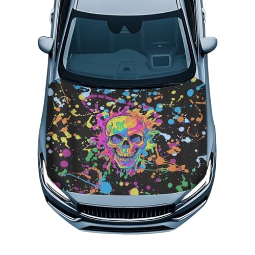 Image of Ink Skull 59x39 in Car Hood Cover for Car Decor,Waterproof Car Cover Protector