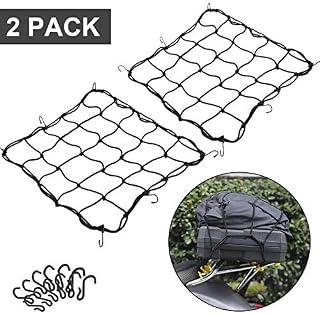 2 Pack of 15.7"x15.7" Bungee Cargo Net Stretches to 30"x30" Elastic Motorcycle Luggage