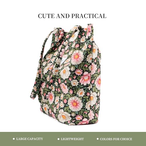 Image of TOPASION Cute Corduroy Tote Bag Canvas Shoulder Handbags for Women Travel Shopping