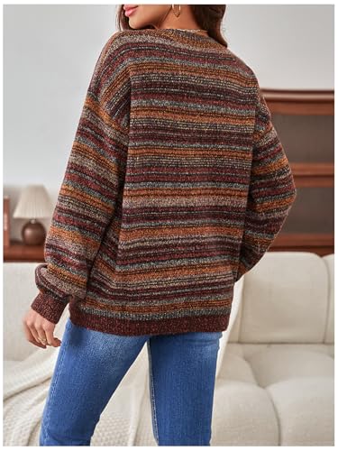 Image of MakeMeChic Women's Striped Sweaters Halloween Vintage Grandpa Sweaters