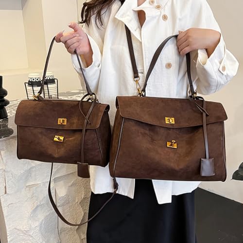 Bolso Tote de Gamuza Marrón para Mujer miniatura 2