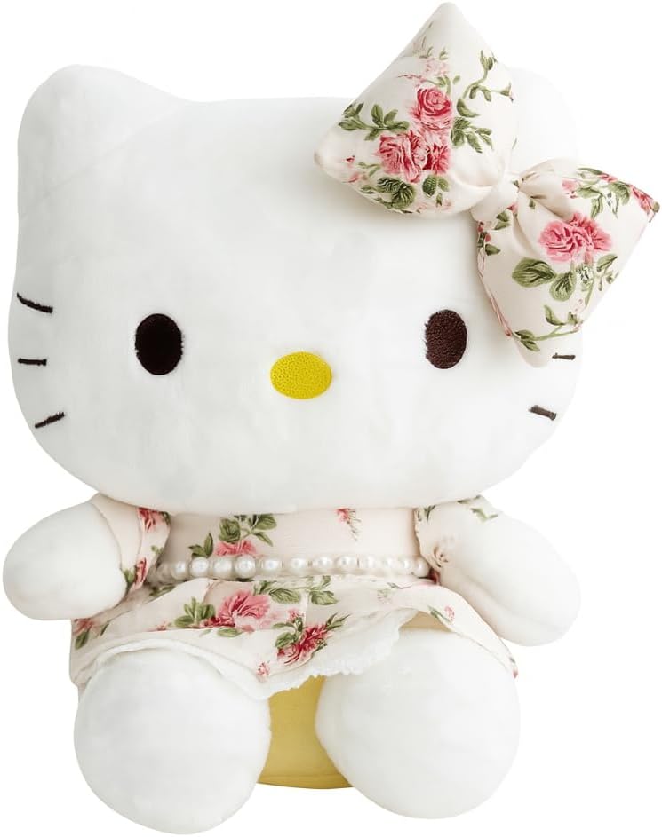 AlphaDesignLuxe Kawaii Cat Plushie 10” – Soft Stuffed Animal, Cute Plush Doll Gift for Kids, Teens & Collectors, Adorable Room Décor (Pearls Country)