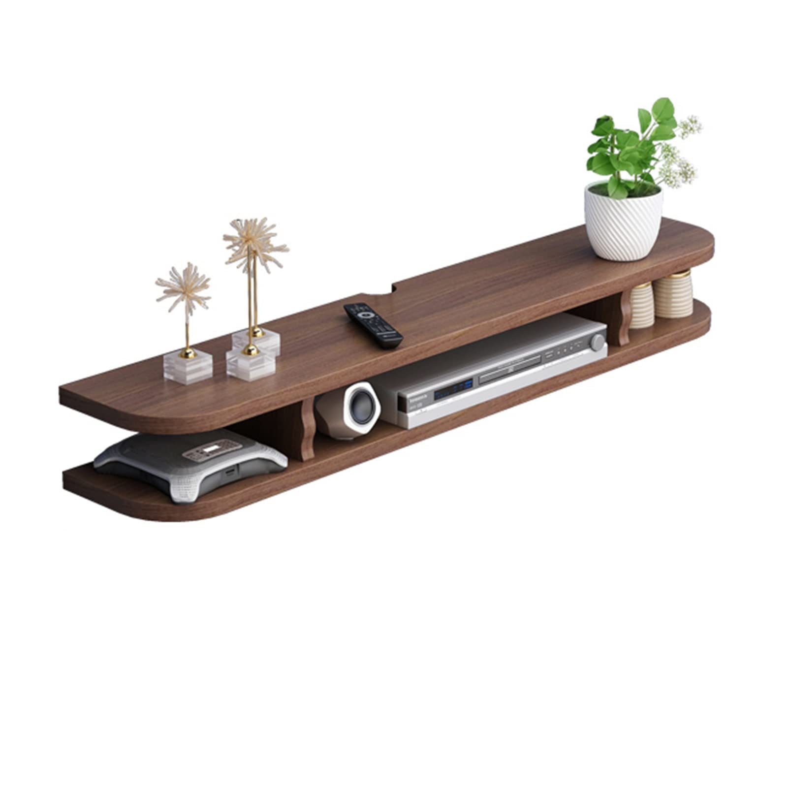 Mobile TV fluttuante da parete con supporto WiFi, in legno massello, organizer per console multimediale per nascondere il cavo, mensola per TV a parete per lettore DVD, TV box e telecomandi (100 x 22