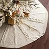 LimBridge Knitted Christmas Tree Skirt 48 Inches Cream White Tree Skirt Thick Multiple Braided Cable Knit Christmas Decor Rustic Winter Holiday Home Party Decorations