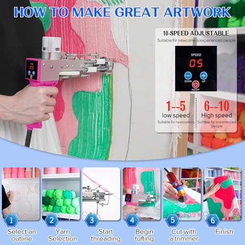 Image of Rug Tufting Gun with Carpet Trimmer Kit,Tufting Gun Starter Kit Professional Tufting Rug Making Machine ,2 in 1 Cut Pile Loop Pile Tufting Gun Kits for Beginners and Amateur(Deep Pink)