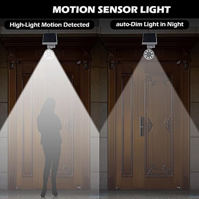 Solar Motion Sensor Lights Outdoor 9-Watt(110W Equ.) 1400-Lumen Aluminum Solar Motion Spotlights Flood Security for Outside Garden Driveway Garage Home, 2-Year 100% FREE Warranty Guarantee(White)
