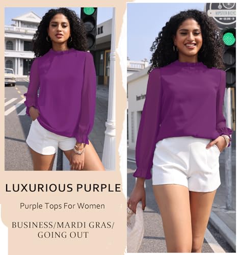 Image of Aifer Womens Blouses Dressy Casual Business Work Shirts Mock Neck Tops