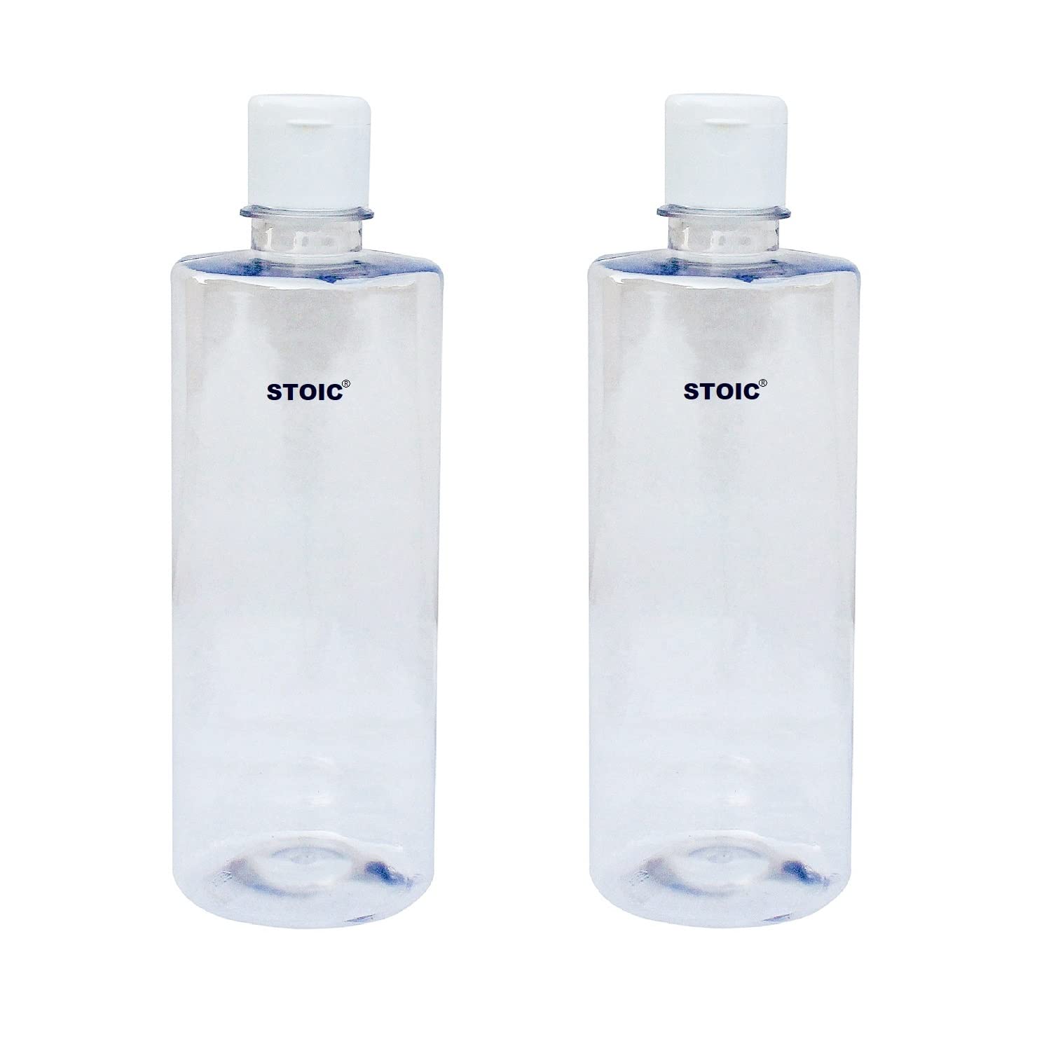 STOIC 500ml Refillable Empty Clear Plastic Sample Mini Bottle With Flip Caps For Fine Drop Liquid Atomizer Sanitizer Air Travel Loations Beauty Makeup (Pack of 2)-image-10