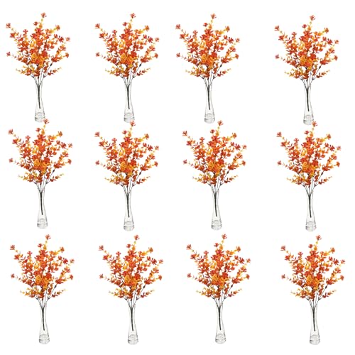 Csnbfiop 12 hojas artificiales de 37 cm, hojas artificiales realistas para Acción de Gracias, centros de mesa para decoración del hogar