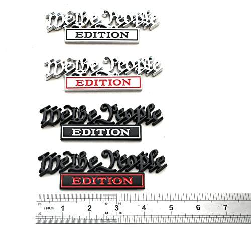 Image of We The People Edition Emblem Full Metal Badge Decal 3D Sticker Compatible with Universal Car, Truck, SUV, Boat, Vehicle Door Decoration (Black /Red)