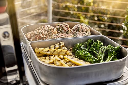 Weber Lumin Compact Multifunktions-Set / 4-teiliges Grillzubehör-Set, Verwandelt den Grill in einen Smoker und Dampfgarer, Inklusive Warmhalteschalen aus Edelstahl für Low-und-Slow-Garen