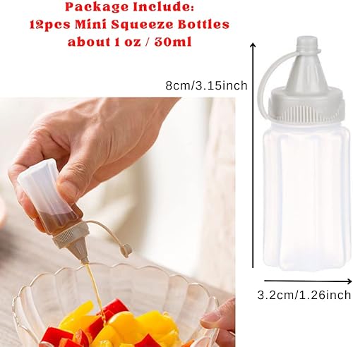 Miniatura 4 de beyonday 12 mini botellas exprimibles de condimentos, 1.0 fl oz1 oz de salsa Bento transparente, ketchup mostaza, aderezo para ensalada, recipiente
