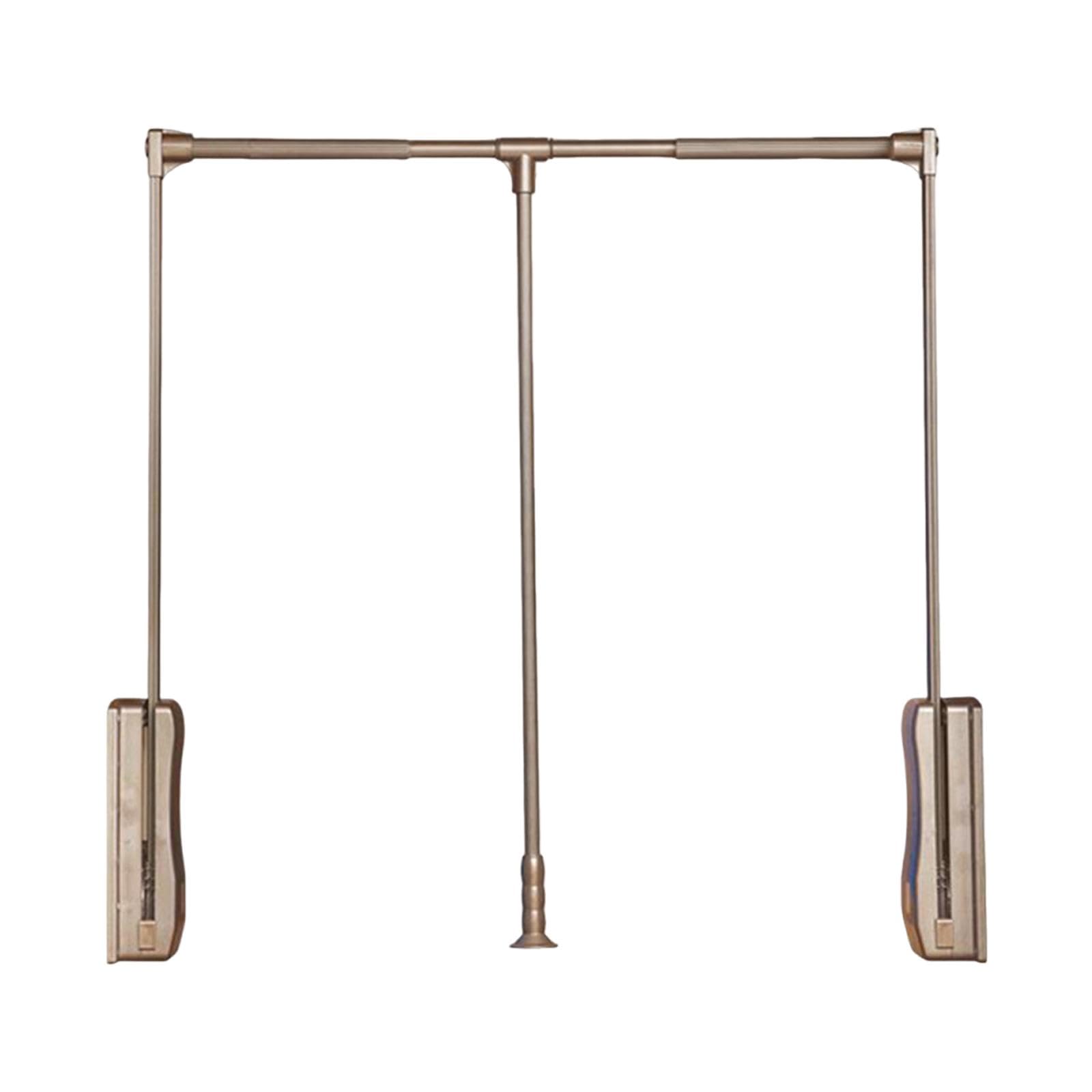 Bothyi Pull Down Closet Rod Wardrobe Hanger Clothing Rack Storage Accessory Adjustable Width Wardrobe, Brown