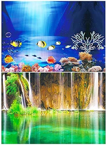 Amazon 30x52cm 水族館ポスター 3d効果 バックスクリーン 水槽の背景 水槽の飾り 両面壁紙 海の景色 湖 Amakunft バックグラウンド 背景 通販