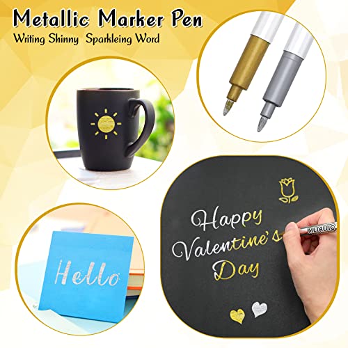 Yasuoa Silver Gold Metallic Marker Pens, Shiny Glittering Gold Silver Ink Permanent Markers Pen Writing Pen Permanent Art Marker Pens For Card Making Painting Diy Album (4) #TOP3