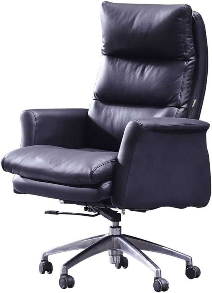 Big and Tall Executive Office Chair with Adjustable High Back Ergonomic Segmented Lumbar Support Thick Padded Black Leather