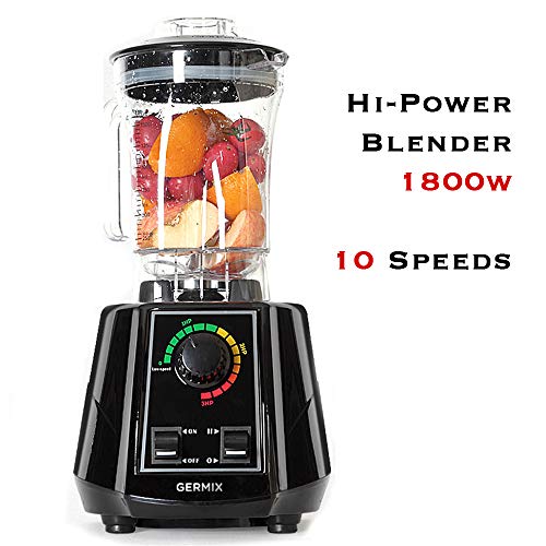Germix Blender Mixer Professional Blenders 1800-Watt High Power Speed Countertop Blenders Base 10