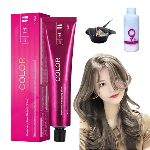 Luxuria Hair Dye No Bleach, Hair Dye Color – No Bleach Shoupin Hair Color, No Hair Damage, No Bleaching Hair Nourishing Coloring HairDye, For Women and Men (Milk tea gray-brown)