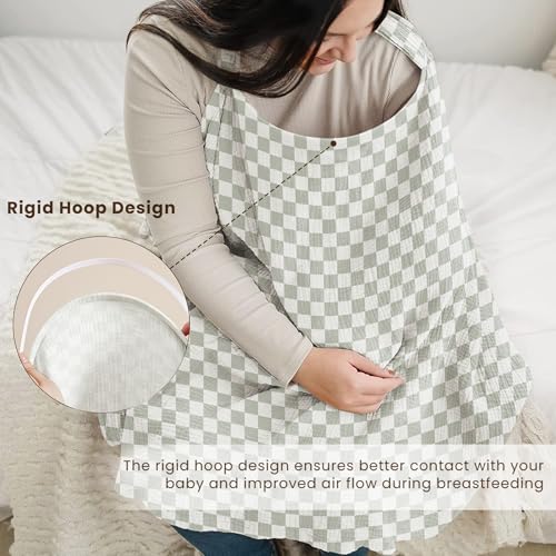 Image of Konssy Muslin Nursing Cover Up for Breastfeeding with Rigid Hoop