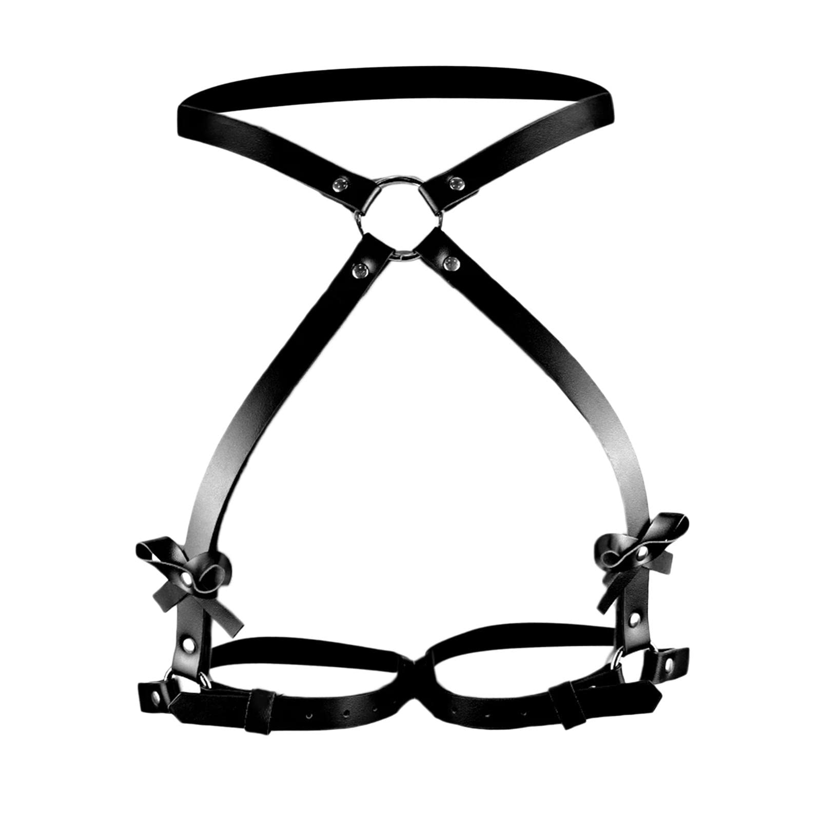 FABLOFT Women Garter Belt Leg Thigh Suspenders Waist Body Harness PU Leather Strap