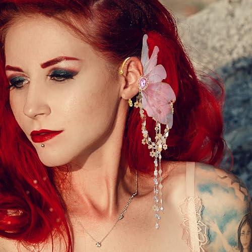 FRESHME Fairy Elf Ear Cuffs - Elven Ear Cuffs with Tassel Non Piercing Earrings for Women Dress Up Cosplay Accessories2