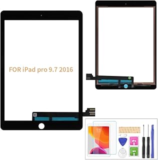 Replacement for ipad pro 9.7 2016 A1673 A1674 A1675 Touch Screen（LCD is Not Included, No Instructions） Front Glass Panel Replacement，with Free Tool Kits & Screen Protector (Black)