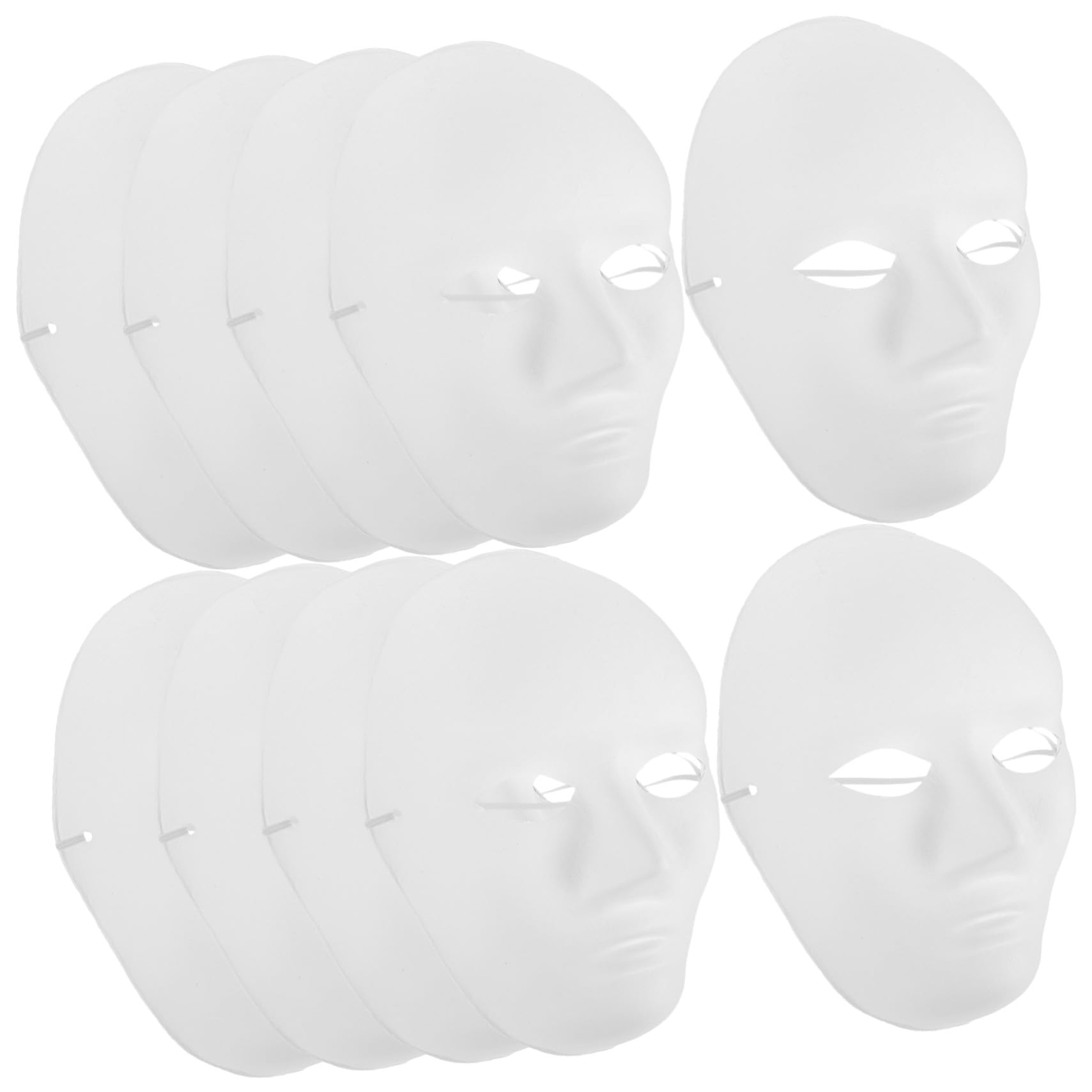 12 Maschere Halloween da Uomo Maschere Bianche in Pulp Vuote per DIY Pittura per Feste in Maschera Carnevale e Balli Hip Hop
