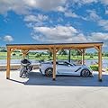 Backyard Discovery Kingsport 20 ft. x 12 ft. All Cedar Wooden Carport Gazebo with Hard Top Steel Roof