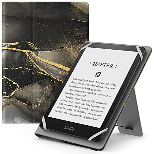 MoKo Funda Universal para Tablet Fire de 6', 6,8' y 7', con Correa de Mano y Soporte Ajustable para Tablet Fire, Kindle, Kobo, Voyaga, Lenovo, Sony Kindle, Libros electrónicos, Tablet, mármol Negro