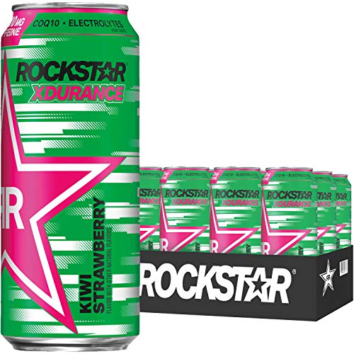 Rockstar Energy Drink Xdurance Kiwi Strawberry, 16oz Cans (12 Pack) (Packaging May Vary)