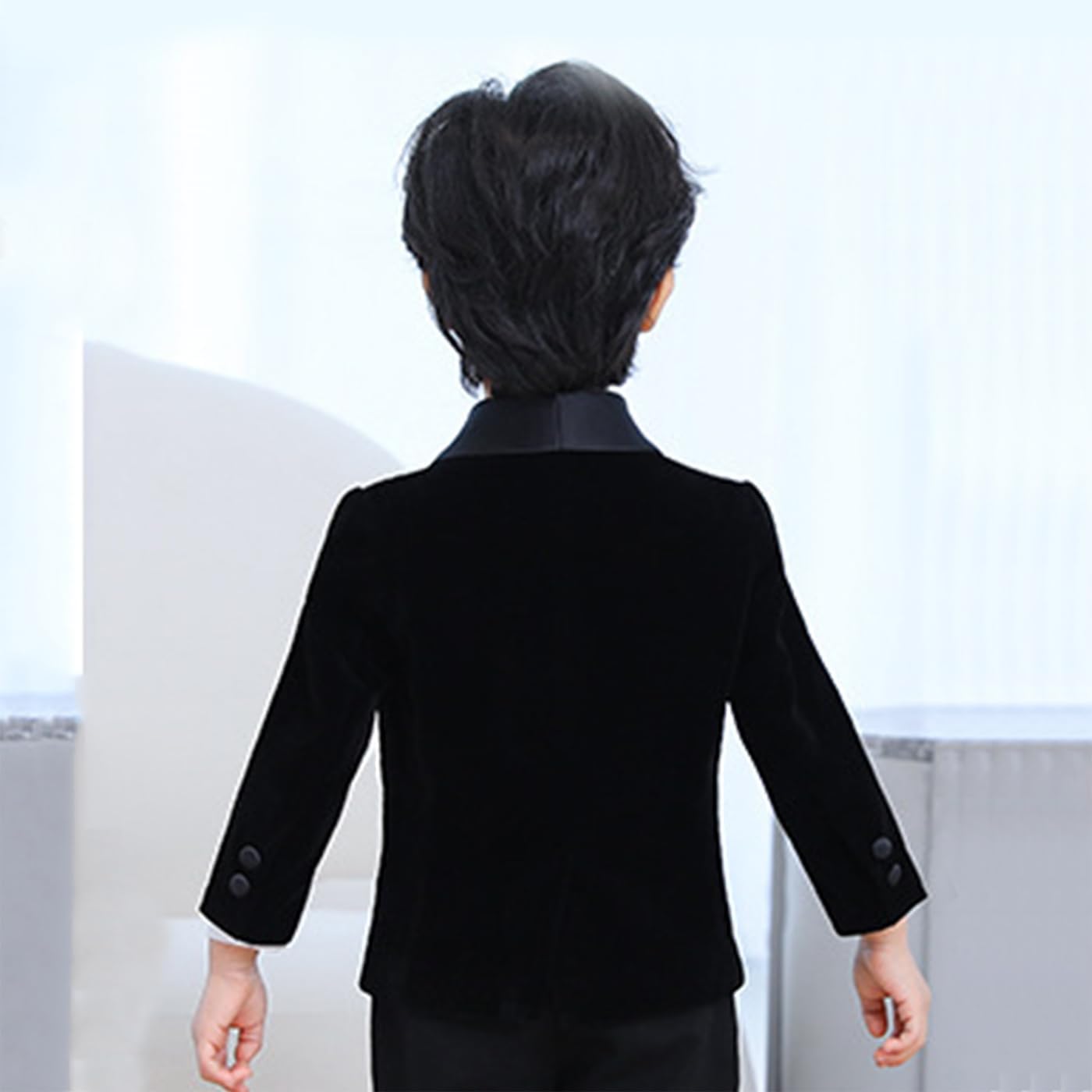 Little Boys Spring Fall Velvet Formal Blazers Lightweight Kids Shawl Lapel Tuxedo Dress Wedding Prom Party Jackets