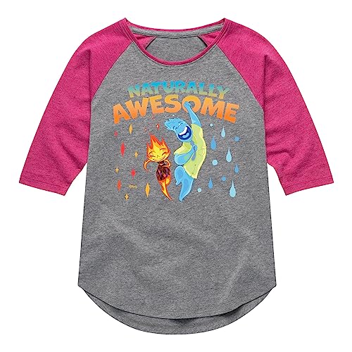 Disney – Pixar – Elemental – Naturally Awesome – Toddler & Youth Girls Raglan Graphic T-Shirt – Size X-Large