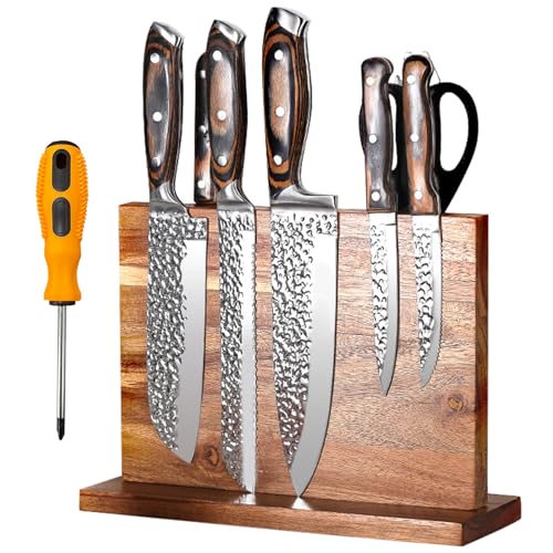 Fsaklaskdy Messerblock Magnetisch, Doppelseitiger Starker Magnetischer Messerhalter Ohne Messer, Universal Küchenmesser Knife Holder mit Starkem...