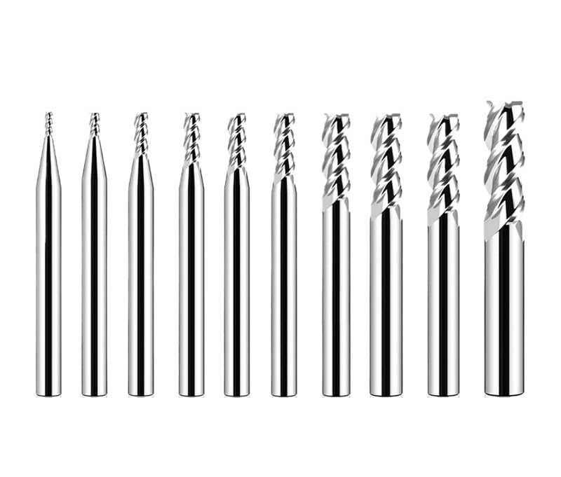 10 sztuk 1,0-8,0 mm, węglik wolframu, HRC55, 3-ostrzowy, frez płaski do aluminium, mechaniczne narzędzia CNC(3.5MM-10PCS)