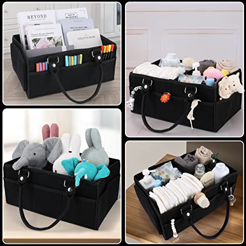 Baby-Diaper-Caddy-Organizer-for-Girl-Boy-Large-Nursery-Storage-Bin-Basket-Portable-Holder-Tote-Bag-for-Changing-Table-and-Car-Baby-Shower-Gifts-Newborn-Essentials-Baby-Registry-Must-Haves-Items-black
