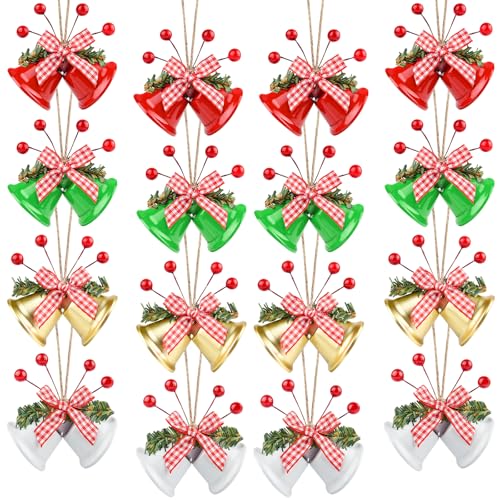 ASTARON 12 Pcs Christmas Bell Ornaments Xmas Tree Hanging Ornaments