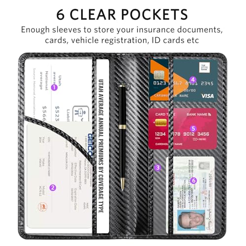 Image of CoBak Car Registration and Insurance Holder | Vehicle Glove Box Organizer, Auto Truck Compartment Document Case with Magnetic Closure for Insurance & Driver License