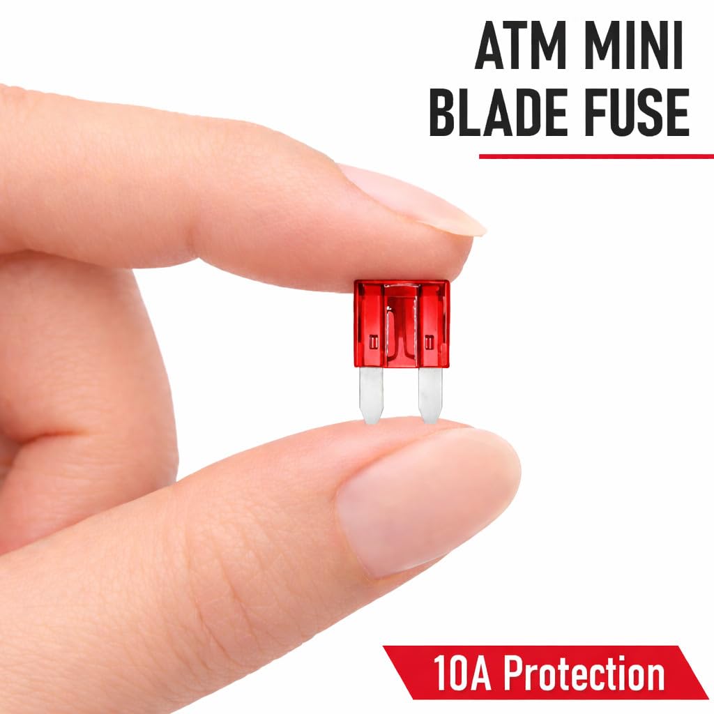 MGI SpeedWare 100-Pack MINI Blade Fuses – ATM Mini Automotive Fuses for Car, Truck, Marine & RV 12V Electrical Systems (10 AMP)
