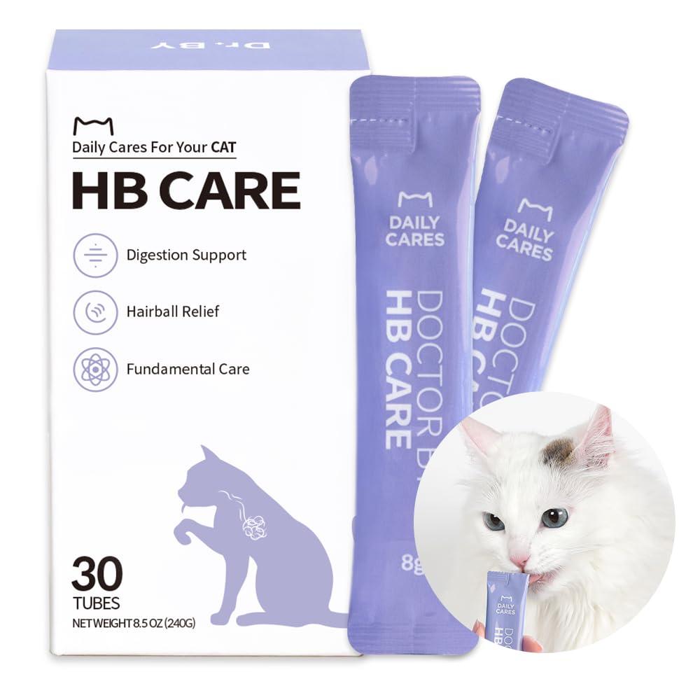 Doctor By HB Care Cat Hairball Supplement-Hairball Treatment for Cats Furball Control Relief Remedy & Digestive Support with Omega-3, Chitosan lickable Formula Individuallly Packaged (1Pack, 30 Count)