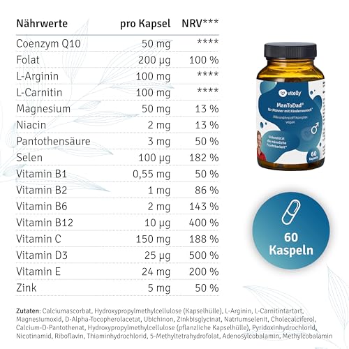 Vitelly ManToDad Kinderwunsch-Tabletten für Männer zur Spermienproduktion