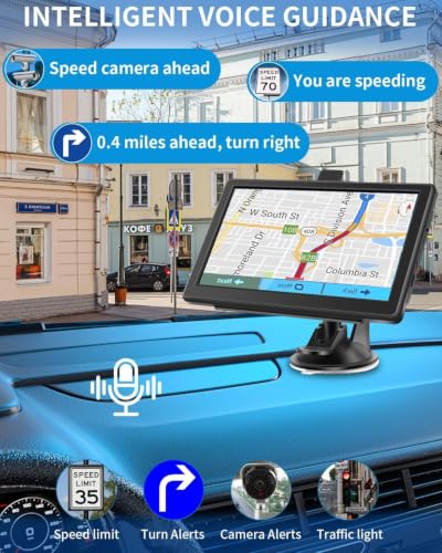 GPS Navigator for Car, Truck GPS with 7'' Touchscreen, Free Lifetime Updates, Car Navigation System with Turn-by-Turn Voice Guidance, Speed & Red Light Warning for All Cars (Black) - Image 5