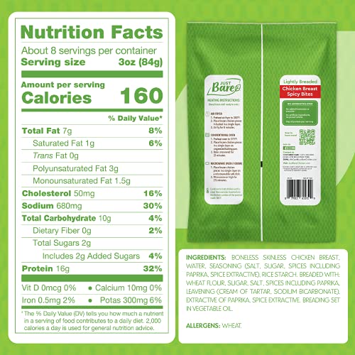 Just Bare ANICEMOON ® Chicken Lightly Breaded Spicy Breast Bites | Fully Cooked |16 G Protein | Frozen thumb #5