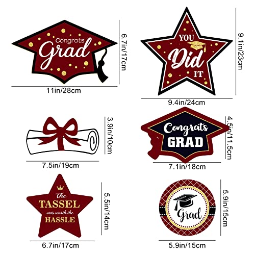 Image of party greeting 2026 Graduation Decorations Set of 24 Class of 2026 Table Decor Congrats Grad Party Centerpiece Sticks Table Toppers Graduation Party Supplies, Maroon Gold