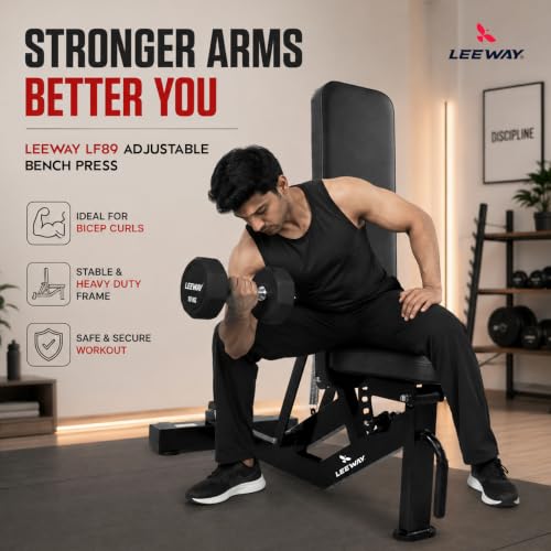 Image of Leeway LF97 Bench Press for Home Gym Table | Adjustable Gym Bench for Home| Heavy Duty Multi Incline Decline Flat Steel Workout Station | Commercial Grade Multipurpose Foldable Exercise Table (Black, Bench LF97, 1)