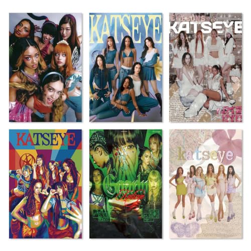 inteluck Katseye Poster Katseye Merch 8x12 Inch Music Album Cover Posters Birthday Decorations for Room Bedroom Aesthetic Wall Art for Teens Room Decor Gifts (Set of 6 Unframed)