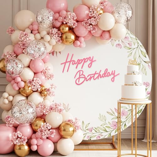 Image of TONIFUL Happy Birthday Sign for Backdrop - Light Pink Felt Banner - Includes Dot Glue - Perfect for Birthday Party Backdrop,Wall Decor,Balloon Arch,Photo Background