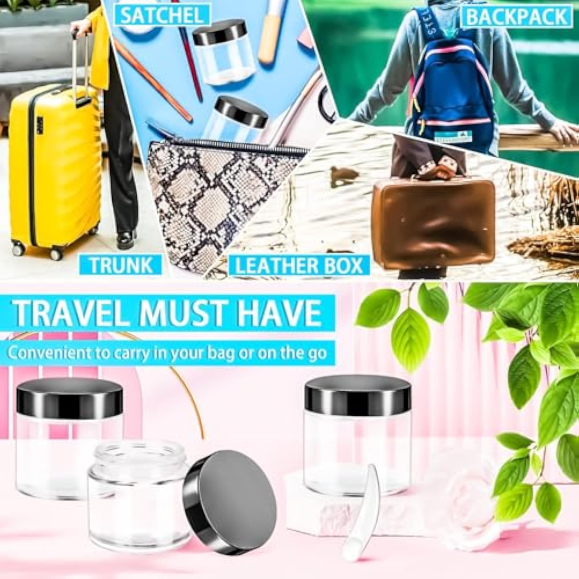 4 Pack 60ml Glass Jars with Lids for Toiletries